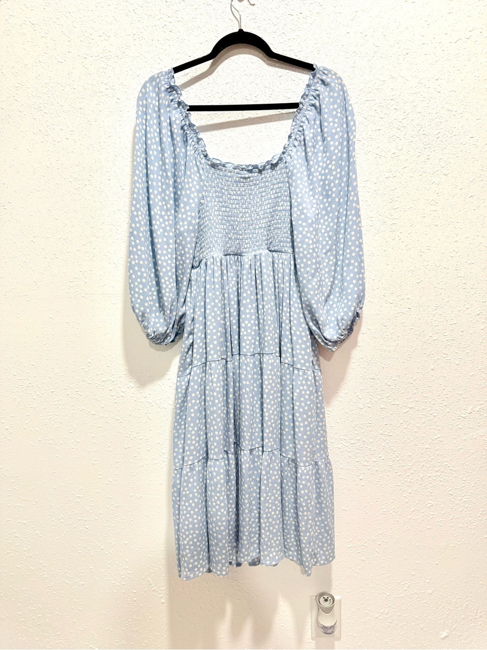 torrid Light Blue Floral Smocked Midi Dress 2X - Picture 3 of 11